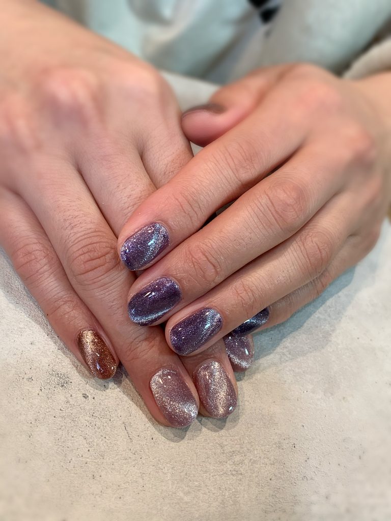 3色マグネットネイル スターギャラクシー アシメ 門真市のネイルサロン Kiko Nail 3色マグネットネイル スターギャラクシー アシメ 門真市のネイルサロン Kiko Nail