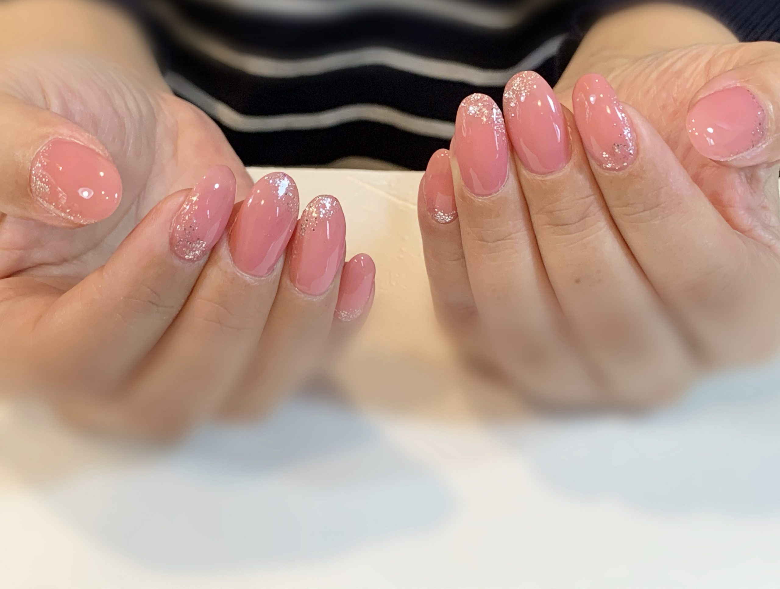 ☆ネイルシール C-030 シンプルピンクシルバーラメ 幅広く