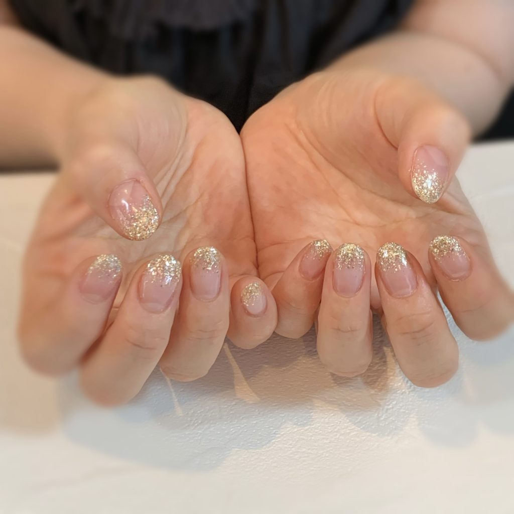 #ラメグラ#シルバー#シンプルネイル