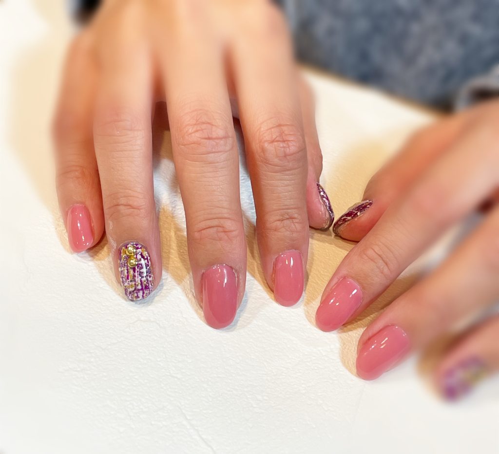 ピンクツイードnail