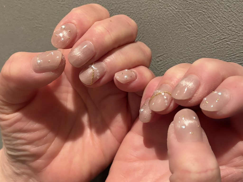 モーブピンクマグ×パールビジュー