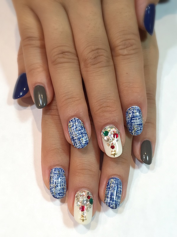 Navyツイード柄×X’masツリー。