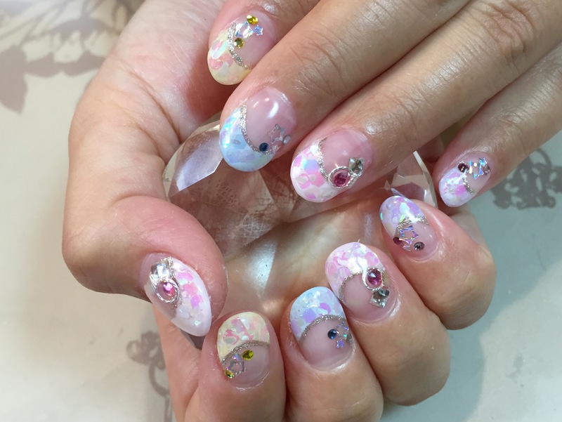 パステルなトロピカル夏NAIL★　シェルとホロでキラキラに。