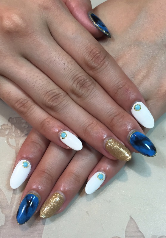 天然石風nail。　ターコイズver.